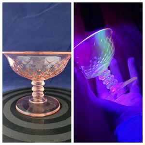 Vintage Imperial Diamond Pink Depression Glass Desert Stim Bowl Cup All Occasion